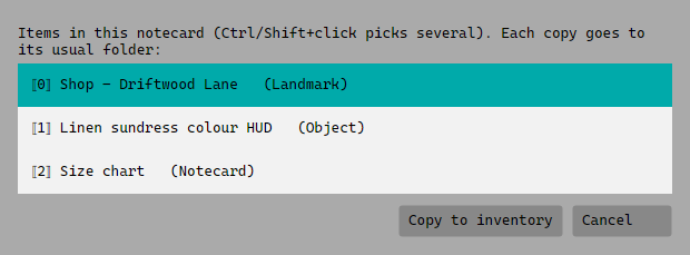 Copying items out of a notecard