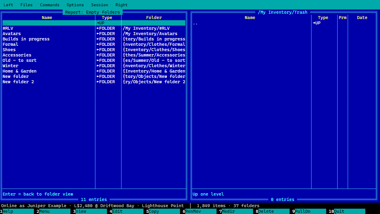 Empty folders, listed to act on